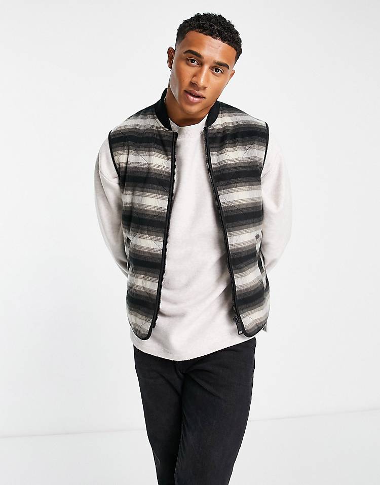 River Island brushed check vest in brown